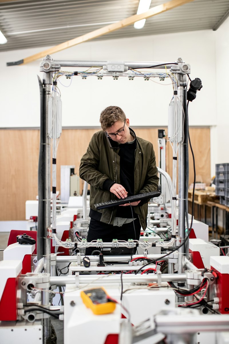 Engineer inspecting industrial equipment